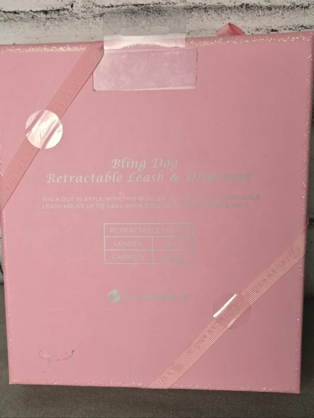 Bling Pink Rhinestone Retractable Dog Leash Dispenser Set NIB